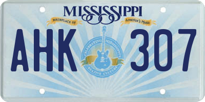 MS license plate AHK307