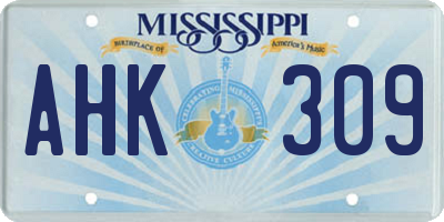 MS license plate AHK309