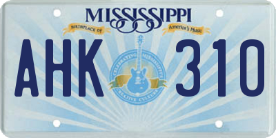 MS license plate AHK310