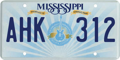 MS license plate AHK312
