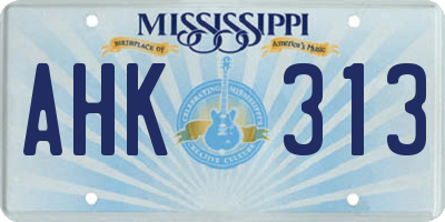 MS license plate AHK313