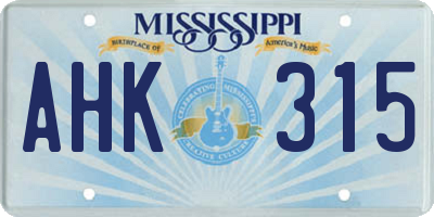 MS license plate AHK315