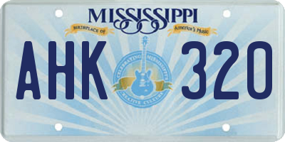MS license plate AHK320