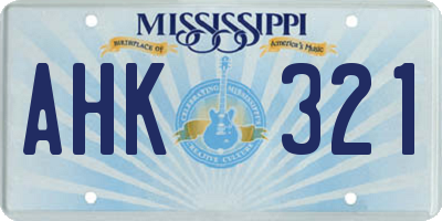 MS license plate AHK321