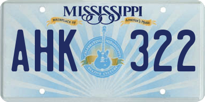 MS license plate AHK322
