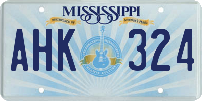 MS license plate AHK324