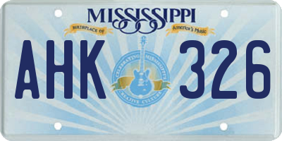 MS license plate AHK326