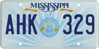 MS license plate AHK329