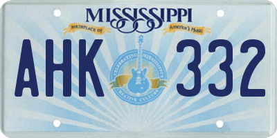 MS license plate AHK332