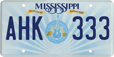 MS license plate AHK333