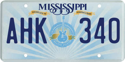 MS license plate AHK340