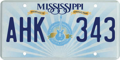 MS license plate AHK343