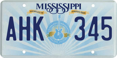 MS license plate AHK345