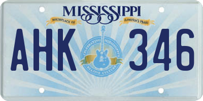 MS license plate AHK346
