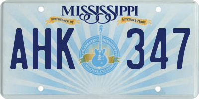 MS license plate AHK347