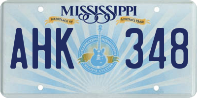 MS license plate AHK348