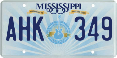 MS license plate AHK349
