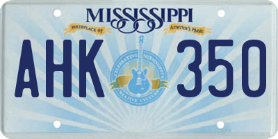 MS license plate AHK350