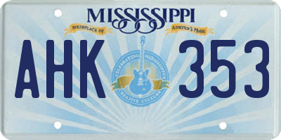 MS license plate AHK353
