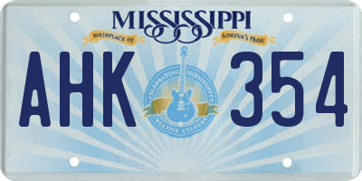 MS license plate AHK354