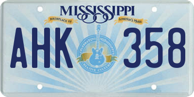 MS license plate AHK358