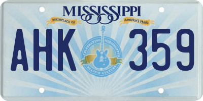 MS license plate AHK359