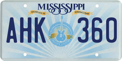 MS license plate AHK360