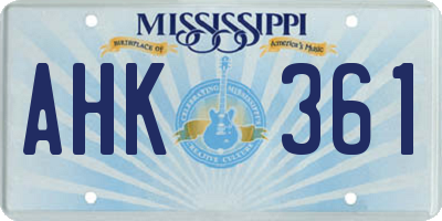MS license plate AHK361