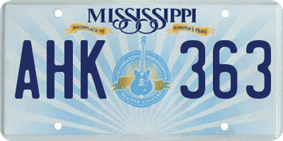 MS license plate AHK363