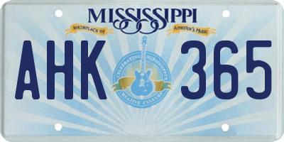 MS license plate AHK365