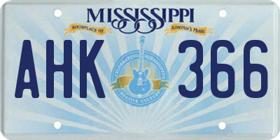 MS license plate AHK366
