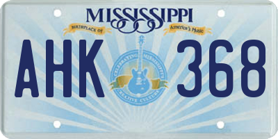 MS license plate AHK368
