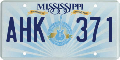 MS license plate AHK371