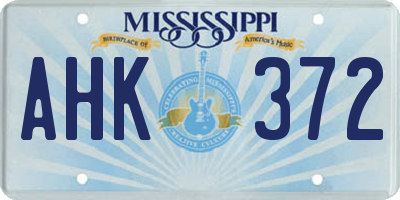 MS license plate AHK372