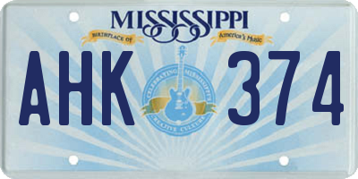 MS license plate AHK374