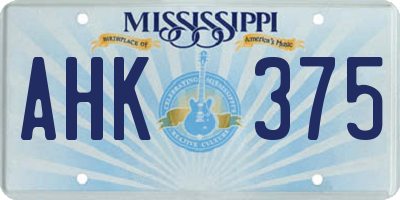 MS license plate AHK375