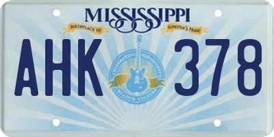 MS license plate AHK378