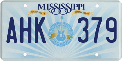 MS license plate AHK379