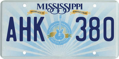 MS license plate AHK380