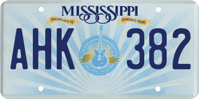 MS license plate AHK382