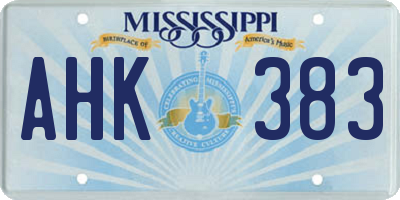 MS license plate AHK383