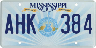 MS license plate AHK384