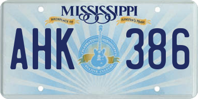 MS license plate AHK386