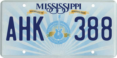 MS license plate AHK388