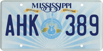 MS license plate AHK389
