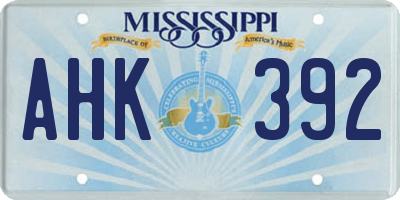 MS license plate AHK392
