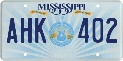 MS license plate AHK402