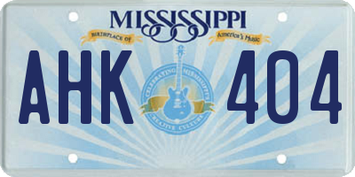 MS license plate AHK404