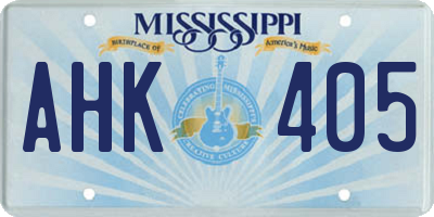 MS license plate AHK405