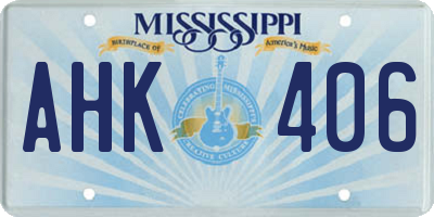 MS license plate AHK406